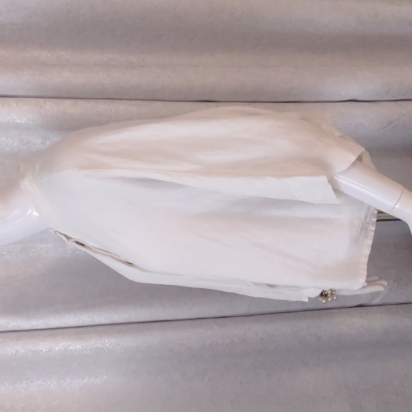 Bryn Walker dolman box button front white linen shirt unconstructed hidden S HOT - Picture 4 of 12